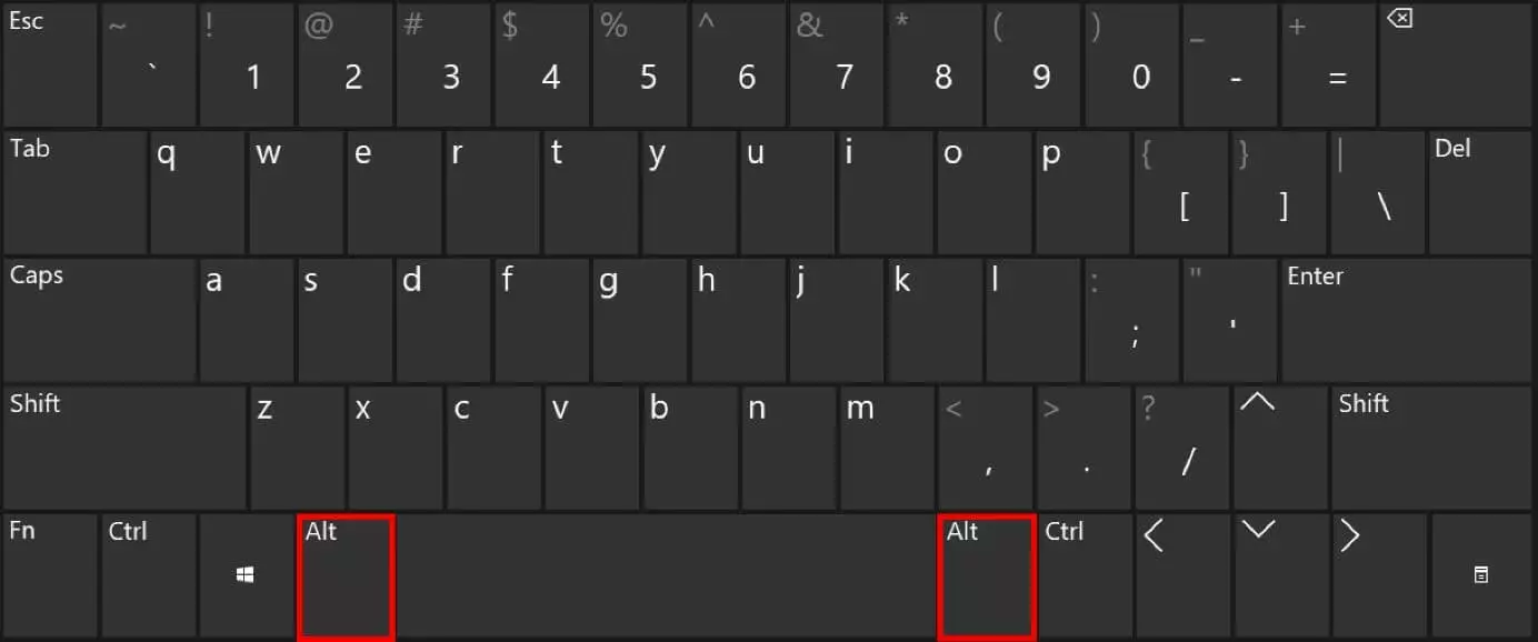 Touche Alt sur un clavier anglophone