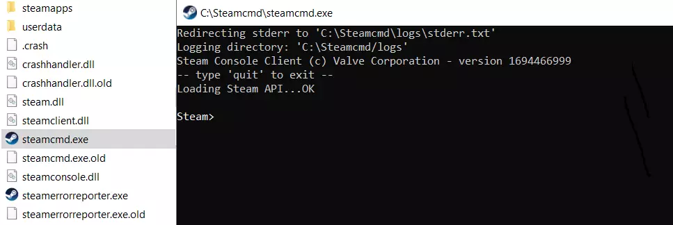 SteamCMD : répertoire après installation