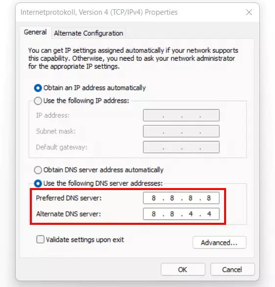 Modifier l’adresse du serveur DNS