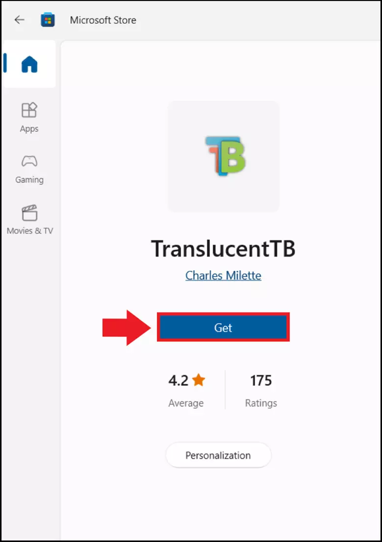 TranslucentTB dans le Microsoft Store de Windows 11