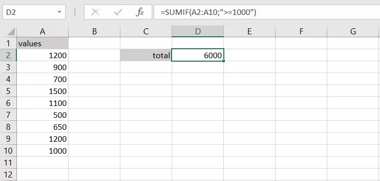 Tableau Excel avec fonction SOMME.SI