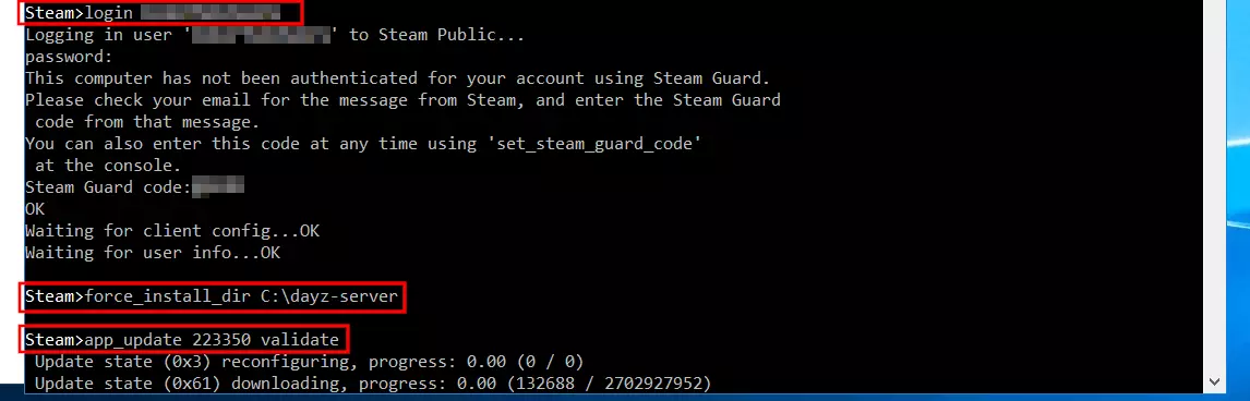 SteamCMD : installation du serveur DayZ