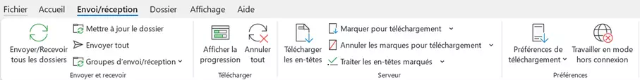 Le ruban de Microsoft Outlook : l’onglet « Envoi/réception »