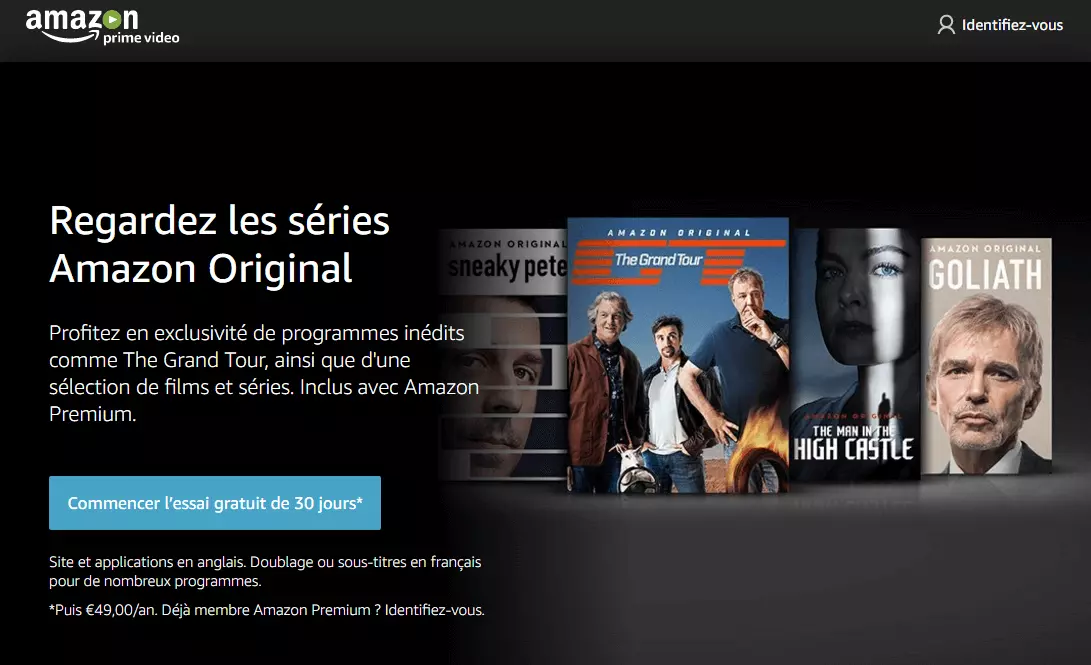 page d’inscription à Amazon Prime