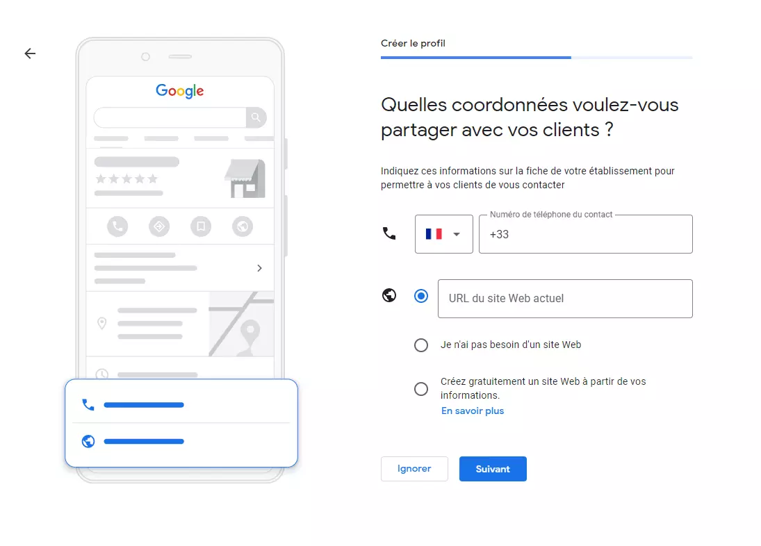 Inscrivez-vous sur Google My Business : déterminer les coordonnées de contact