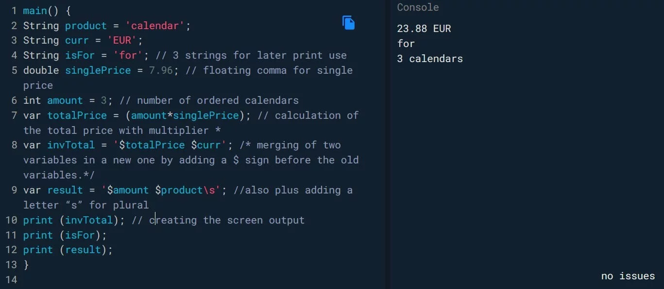 Apprendre à programmer avec DART : calcul simple