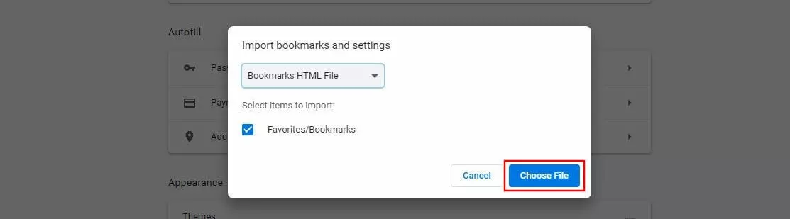 Google Chrome : importation d’un fichier HTML contenant les favoris