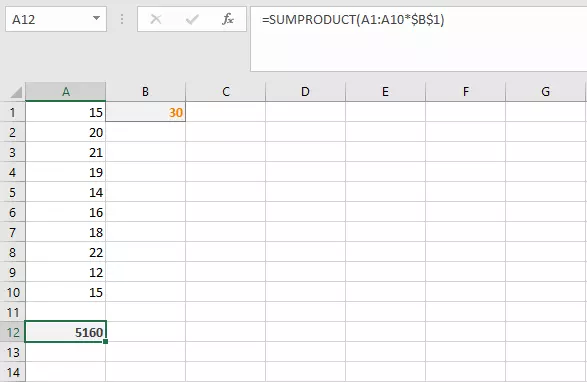 Multiplication dans SOMMEPROD avec valeur fixe